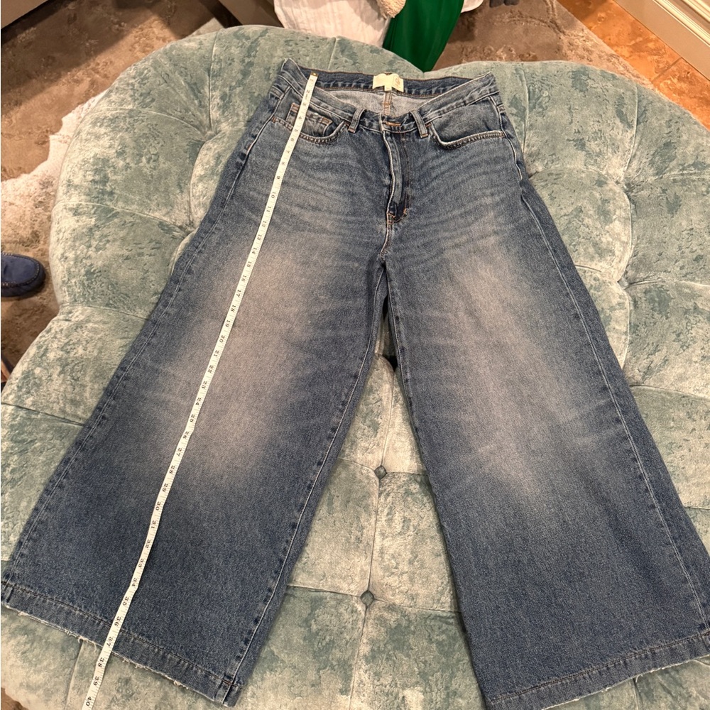 Current/Elliott Relaxed Wide-Leg Jeans in Medium Blue Wash